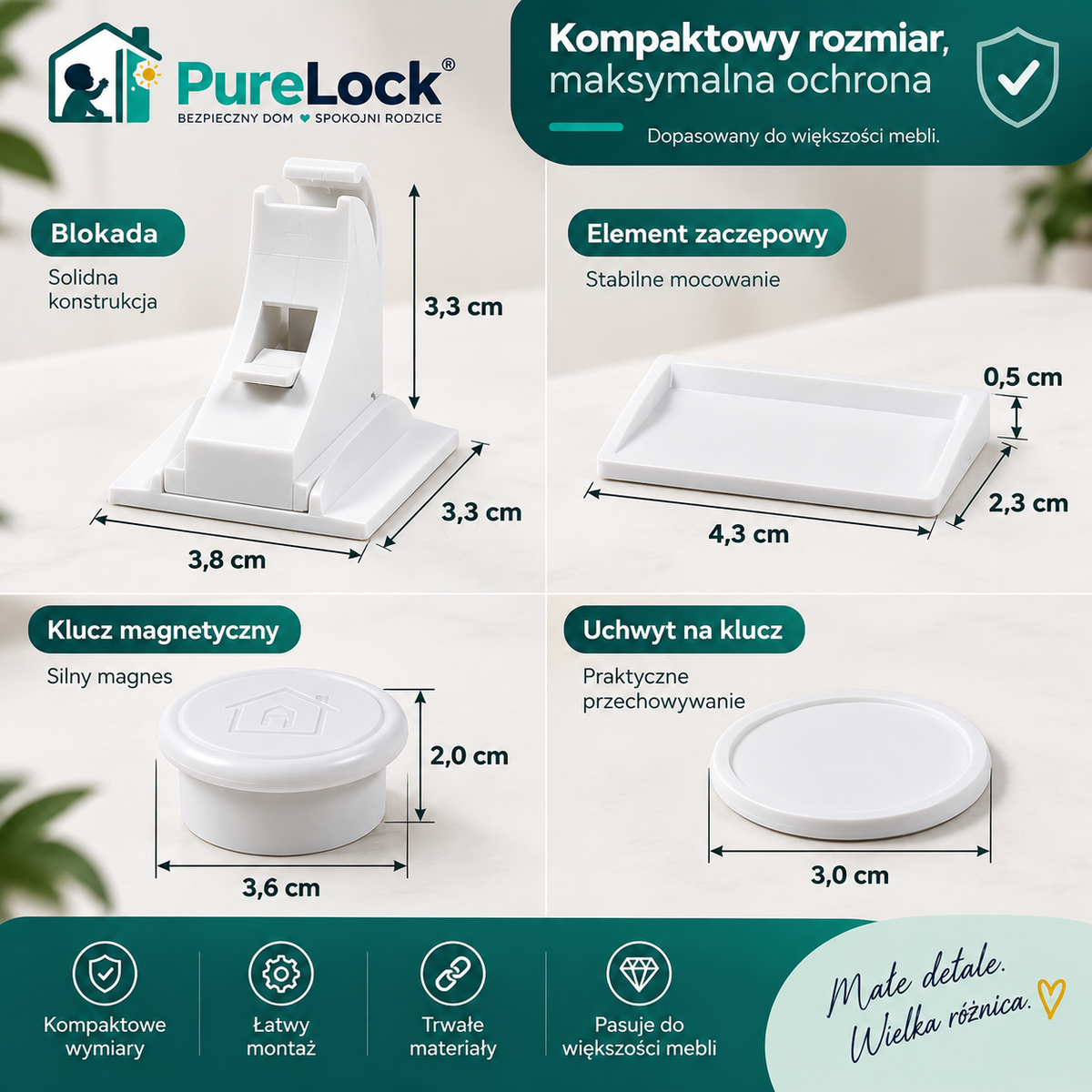 PureLock™ – Niewidoczne Magnetyczne Zabezpieczenie Szafek dla Dzieci