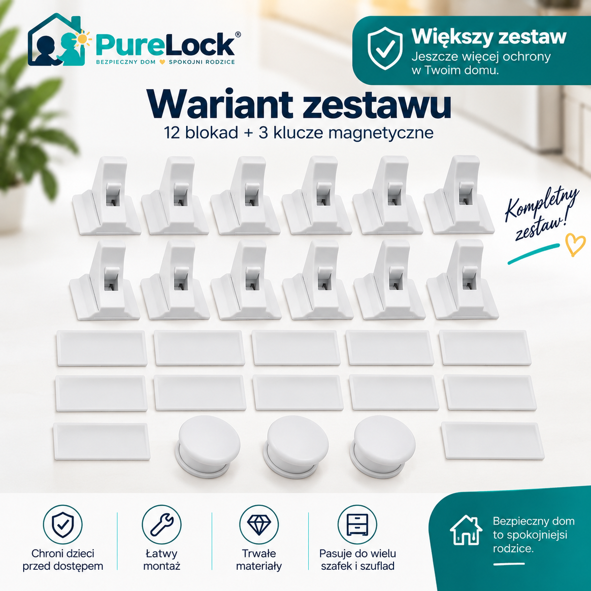 PureLock™ – Niewidoczne Magnetyczne Zabezpieczenie Szafek dla Dzieci